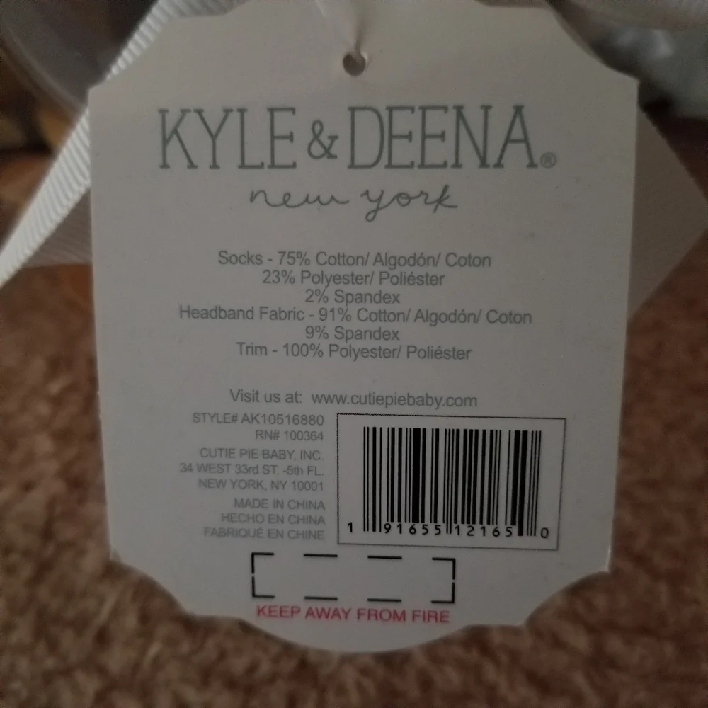 Kyle & Deena Infant 3-Piece Sock Set w/ Floral Headband NWT
